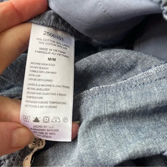 JACHS Girlfriend Cotton Linen Chambray Shorts M Blue Drawstring Pull-On Pockets - Picture 7 of 8